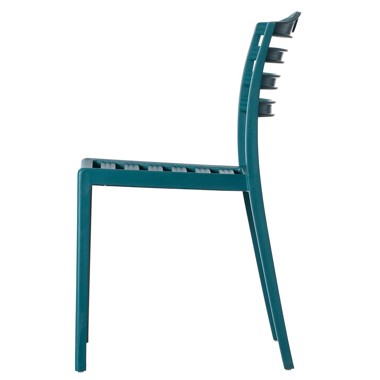 Fabulaxe Plastic Dining Chair with Ladderback Design, Blue