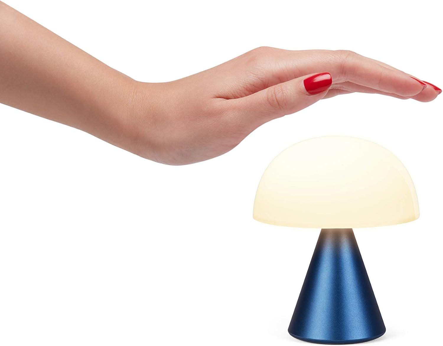 Lexon Mina M Mushroom Lamp - Portable Bedside Light for Bedrooms, Kids & Nursery - 9 LED Color Rechargeable Table Lamp with 24h Light & Dimmer, Medium - Dark Blue