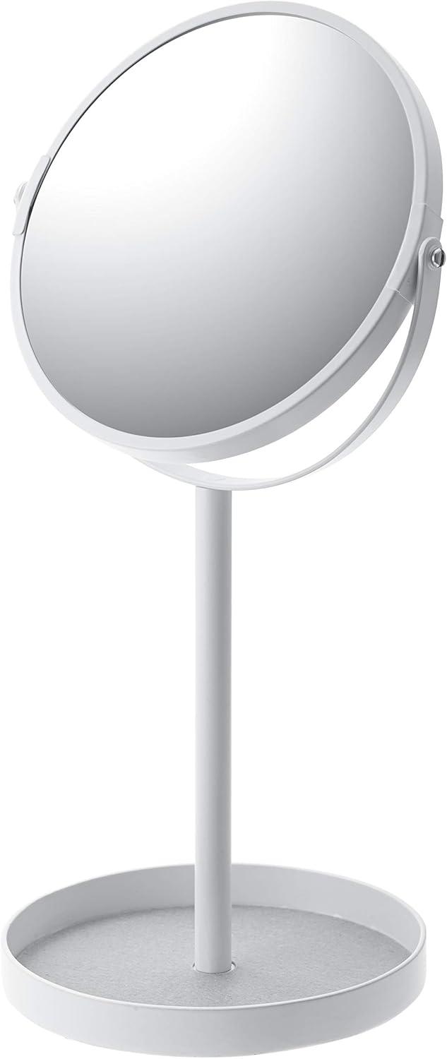 Yamazaki Home Round Standing Mirror - Bathroom And Bedroom Organizer With Tray, Steel