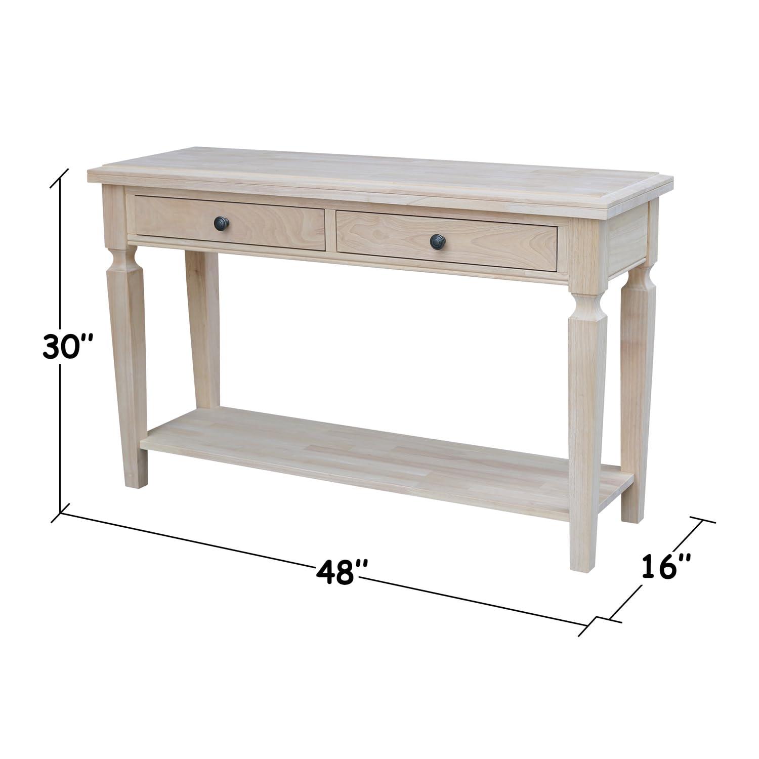 Vista Console and Sofa Table Natural - International Concepts: Durable Parawood, Modern Rectangle Design