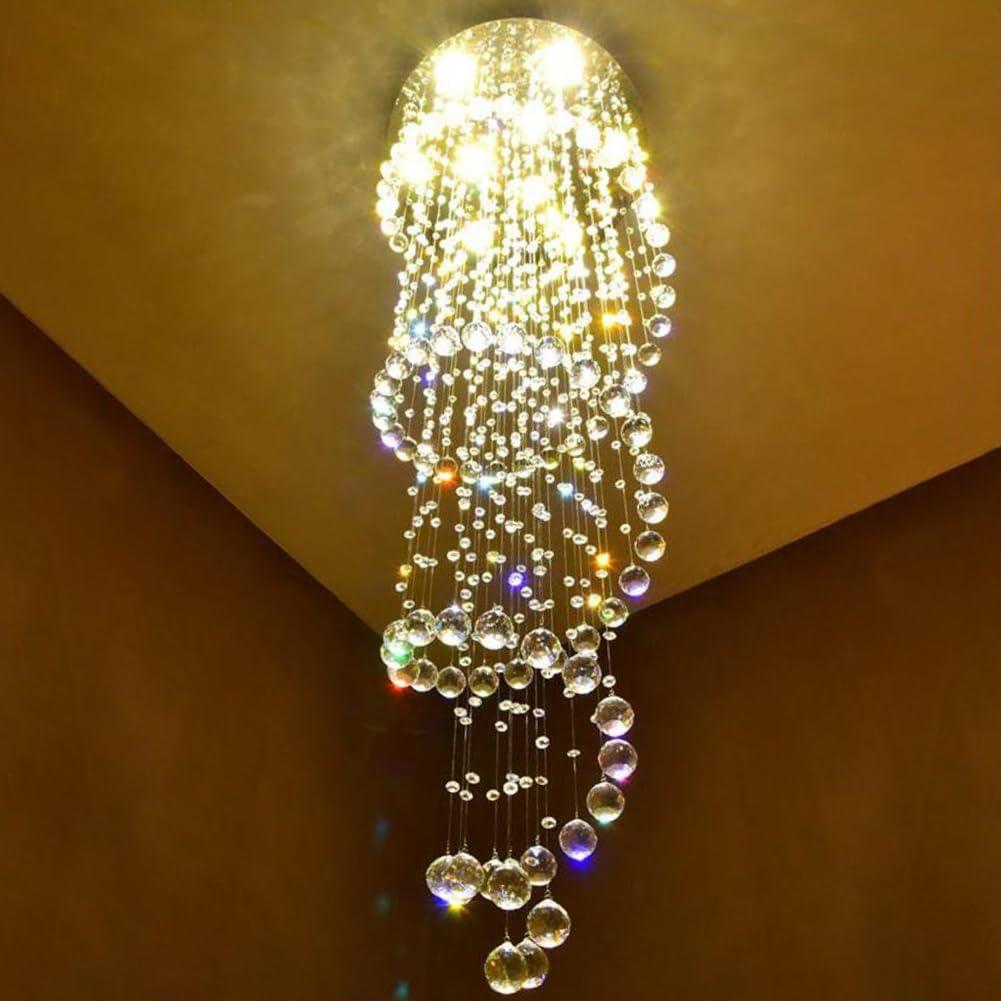 SEFINN FOUR Modern Spiral Design Crystal High Ceiling Pendant Light Chandelier for Living Room Hotel Stairs Foyer Entryway H87"