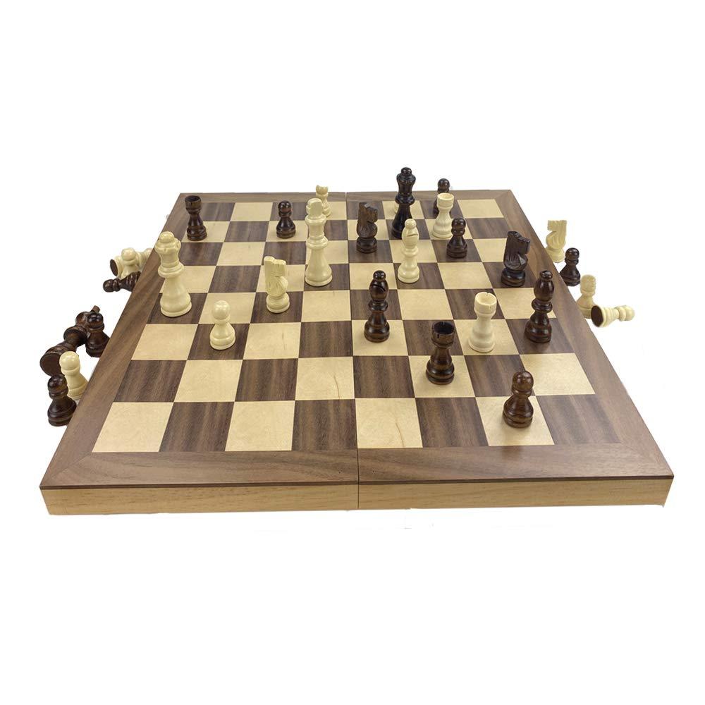 15inch Chess and Checkers Game Set - Chess Unique Gift for Kids and Adults. Durable Wooden Pieces, Sleek Wooden Board.Chess Introduces Strategy and Problem-Solving. Family Game Night Activity
