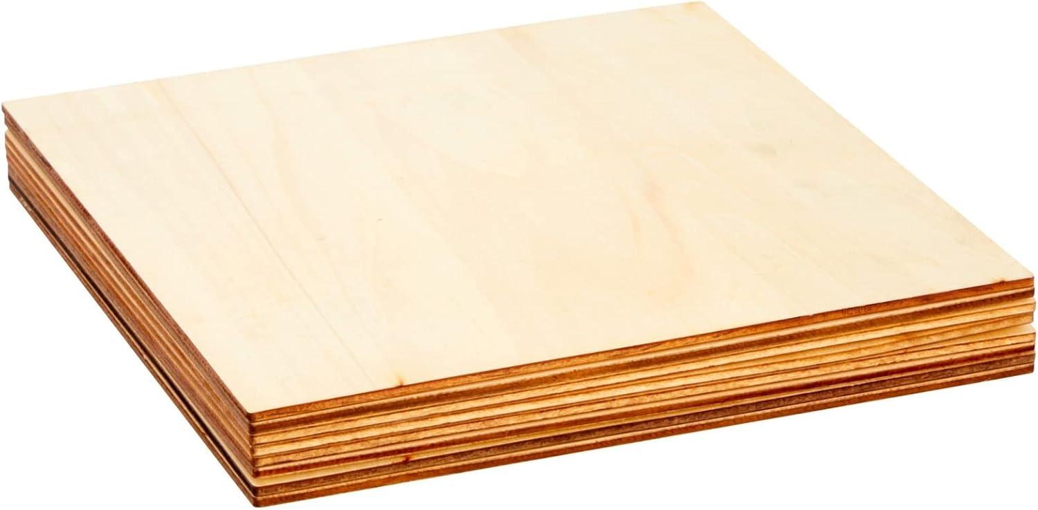 Bright Creations 8 Pack Thin 8x8 Wood Squares for DIY Crafts, Unfinished 1/8 Inch Basswood Plywood for Laser Cutting, Wood Burning