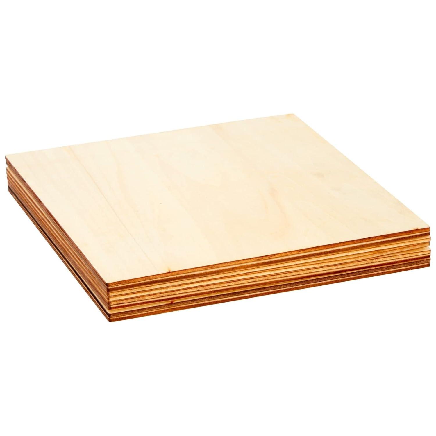Bright Creations 8 Pack Thin 8x8 Wood Squares for DIY Crafts, Unfinished 1/8 Inch Basswood Plywood for Laser Cutting, Wood Burning