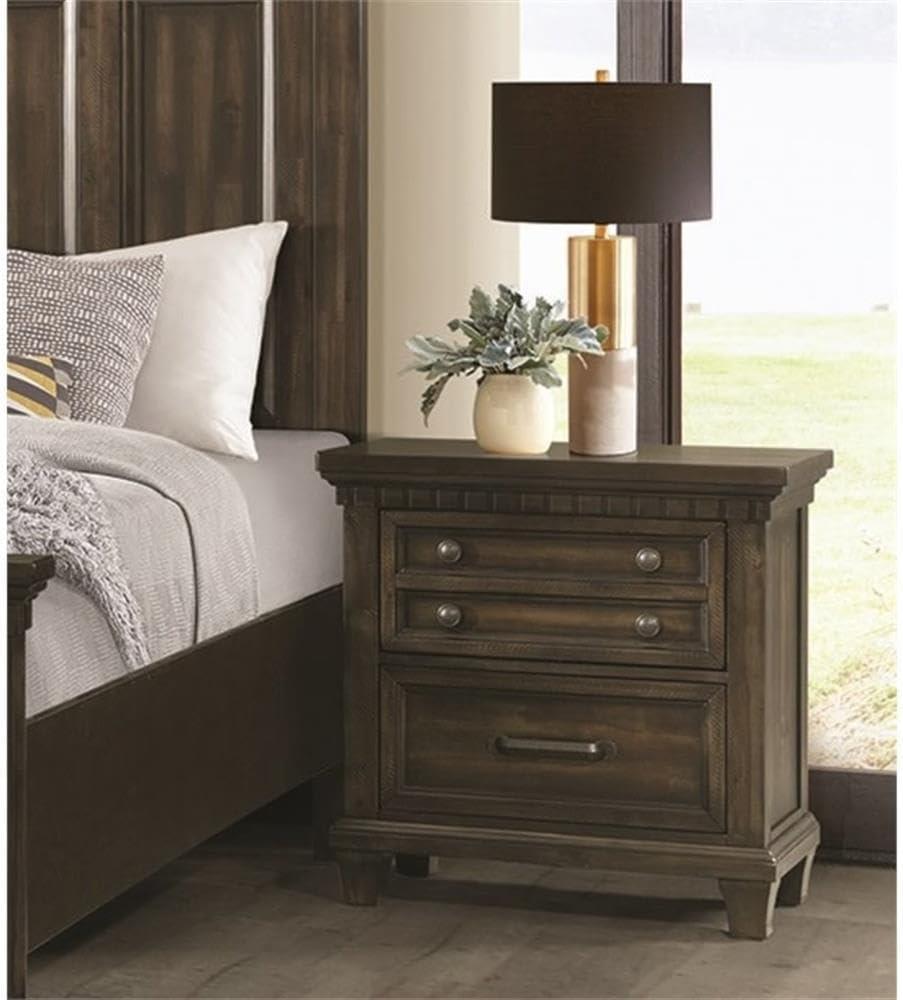 Picket House Furnishings Johnny 2 Drawer Nightstand in Smokey Walnut