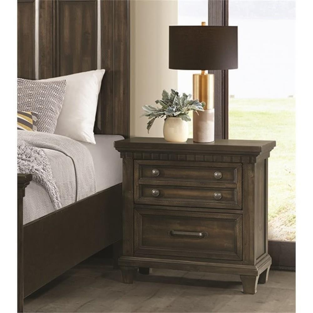 Picket House Furnishings Johnny 2 Drawer Nightstand in Smokey Walnut