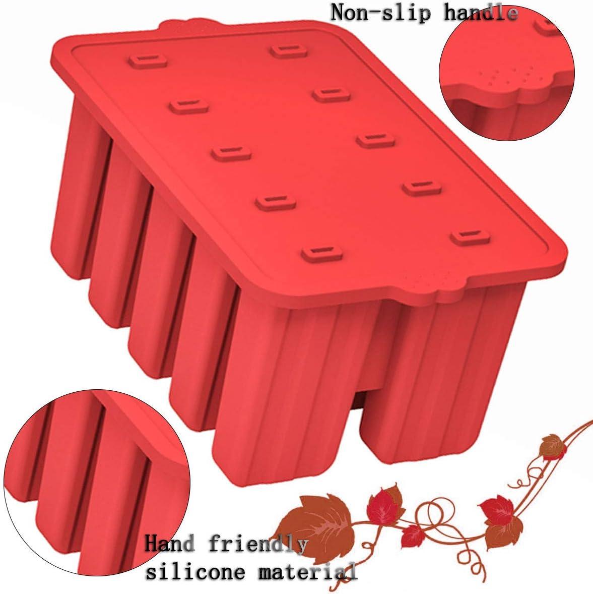 Red Silicone 10-Cavity BPA-Free Popsicle Mold Set