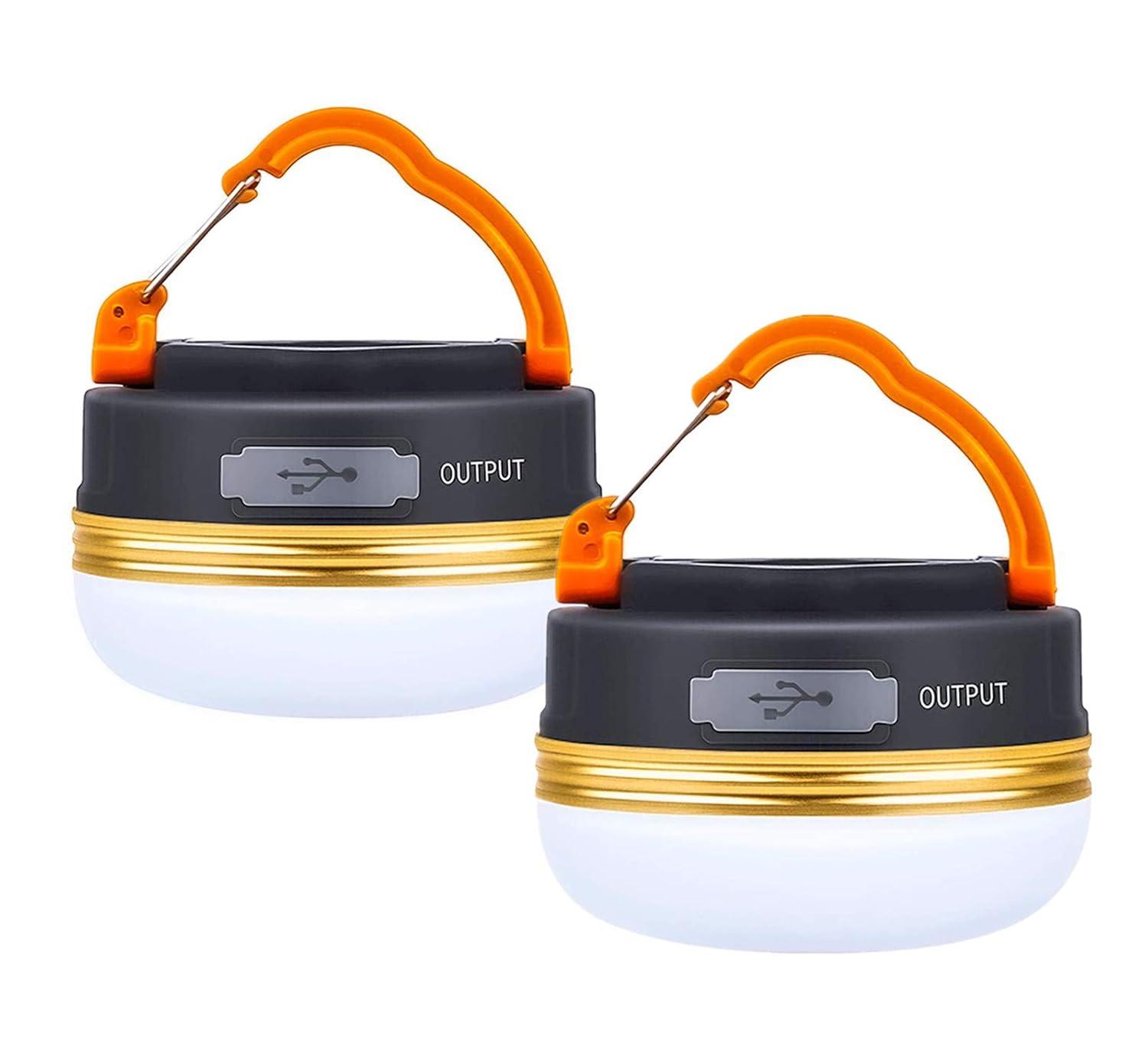 LED Camping Lantern, Rechargeable Portable Tent Light, 300LM,3 Light Modes,1800mAh Power Bank, Magnet Base,Electric Lantern Flashlight for Camping/Hiking/Fishing/Hurricane/Emergency(2 Packs)