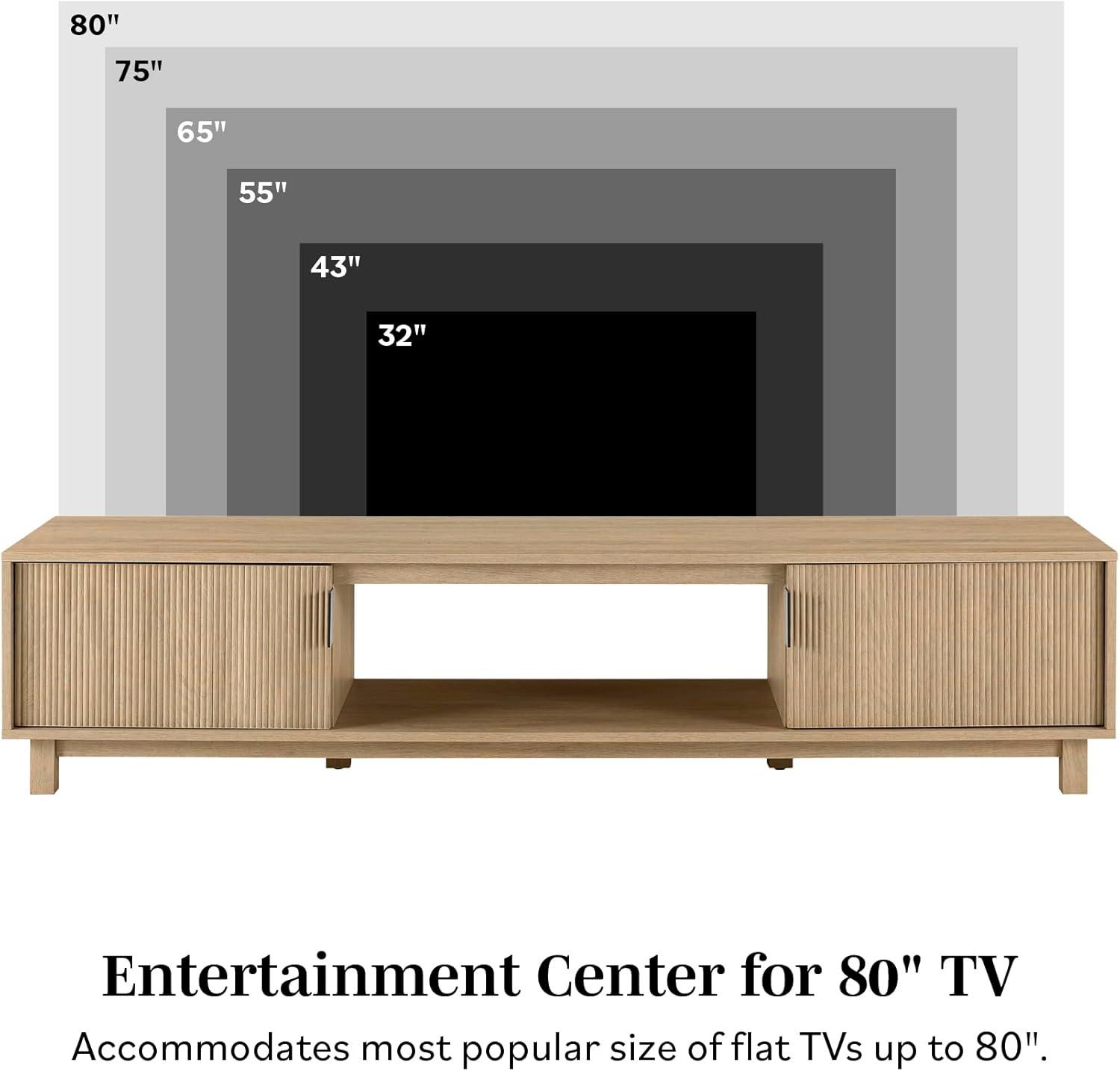 70" 2 Door Wood TV Stand with Reeded Fronts - Coastal Oak