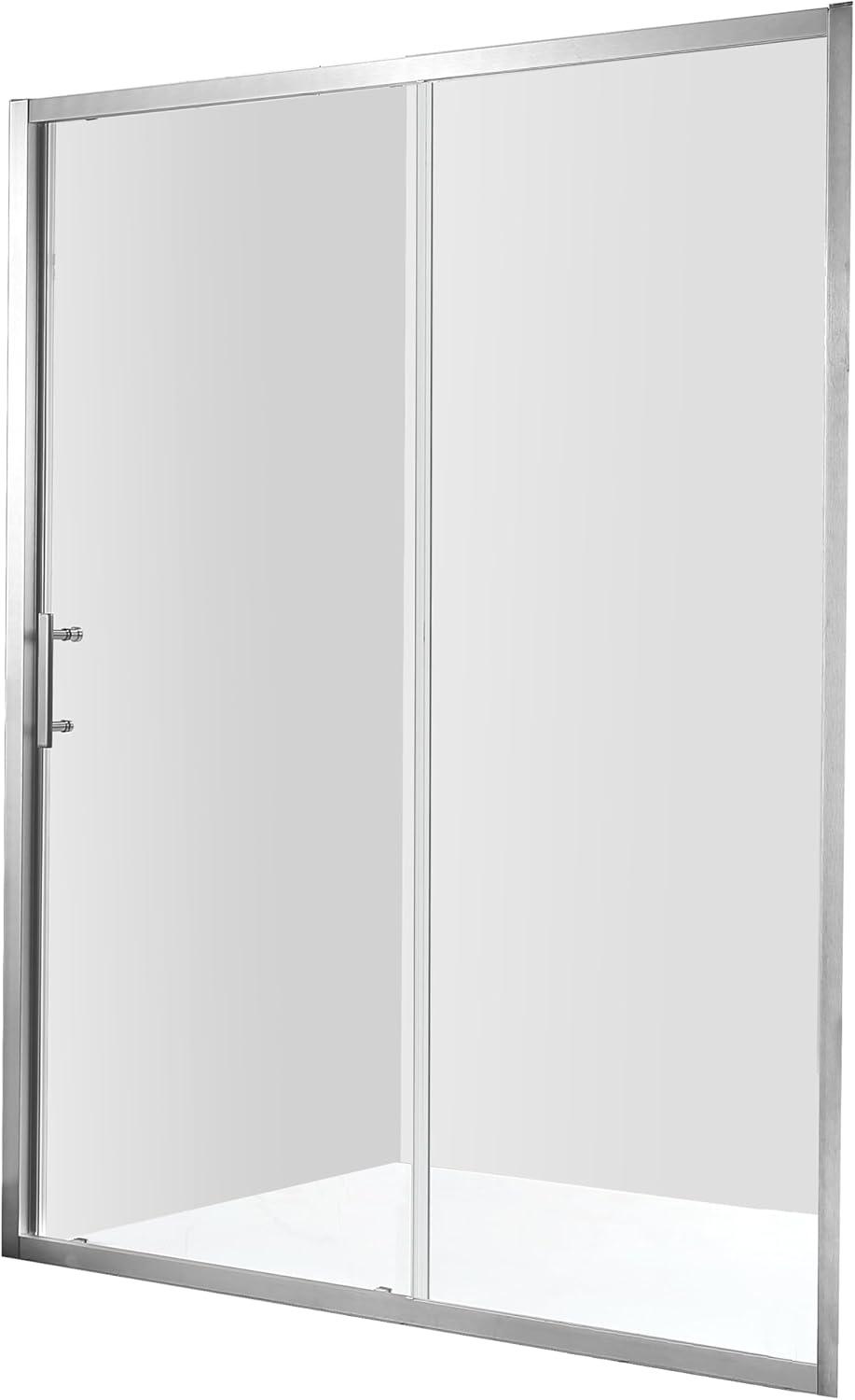 72" H x 60" W Sliding Framed Shower Door Brushed Nickel w/ Tsunami Guard