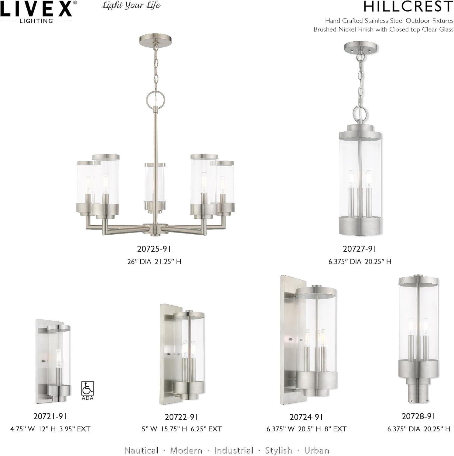 Livex Lighting Hillcrest 3 - Light Post Light in  Brushed Nickel