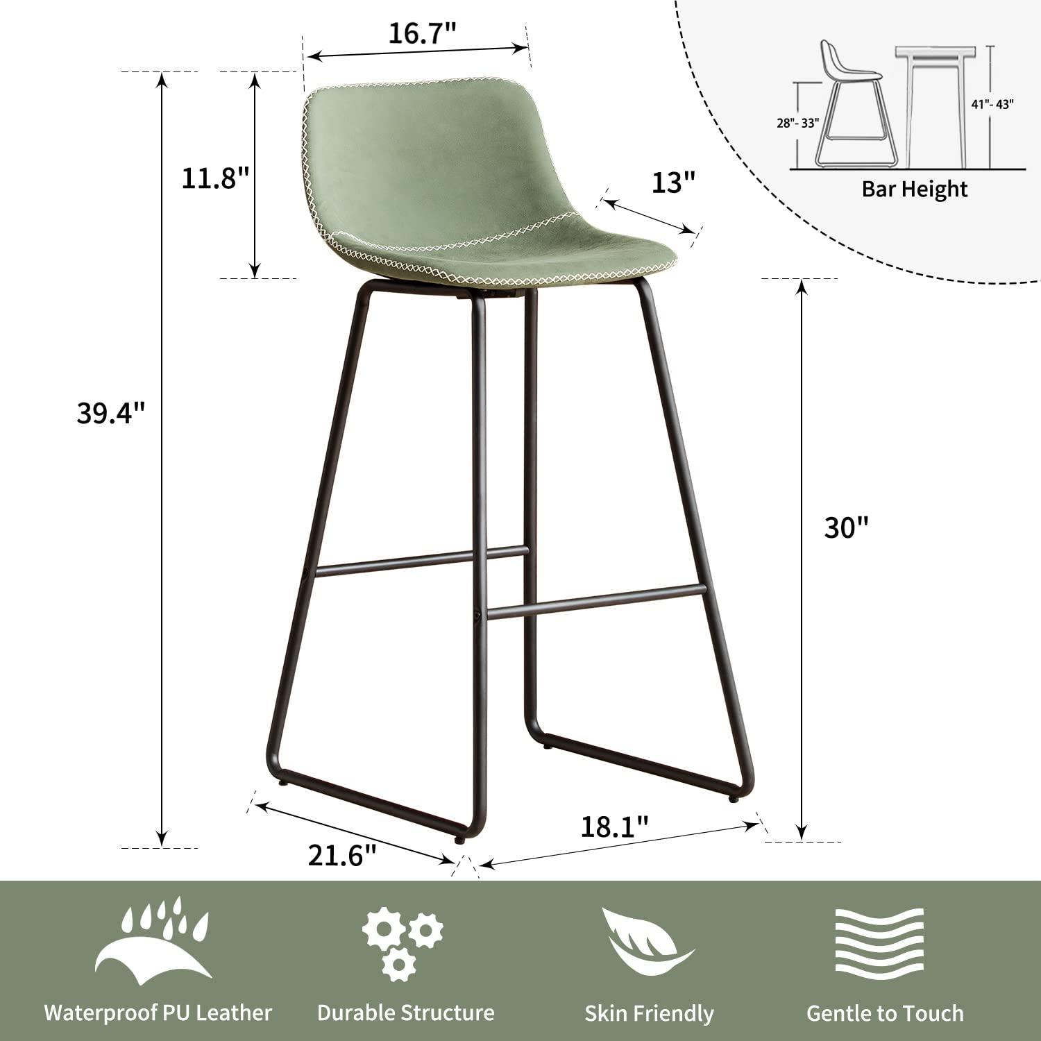 HeuGah Bar Height Bar Stools Set of 2, Barstools with Backs, Modern Bar Stools for Kitchen Island, Bar Stool 30 Inch Seat Height