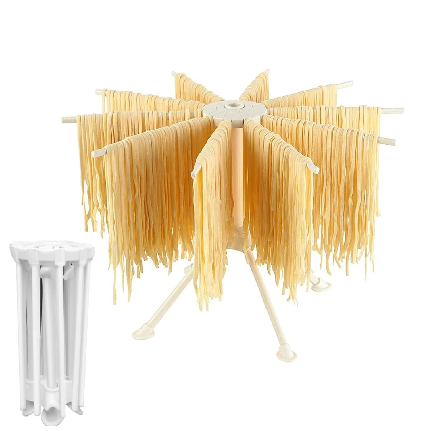 Bugucat Pasta Drying Rack Noodle Stand with 10 Bar Handles Collapsible,Spaghetti Drying Rack,Spaghetti Household Noodle Dryer for Homemade Fresh Spaghetti, Easy Storage and Quickly Set Up