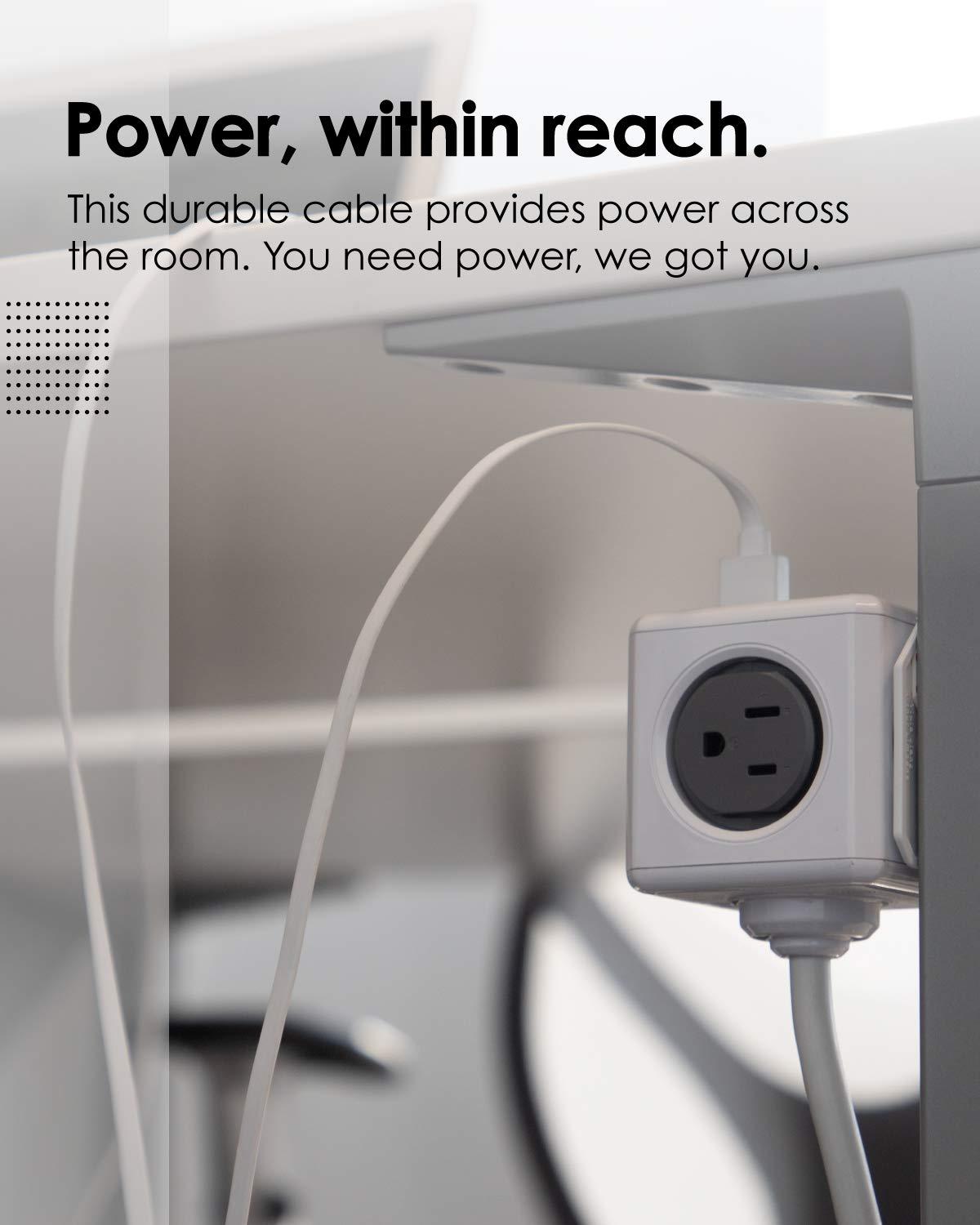 Power Cube Accessory 4424GY/USORPC 4-Outlet Extended USB Power Bar 10ft Grey Electronic Consumer Electronics