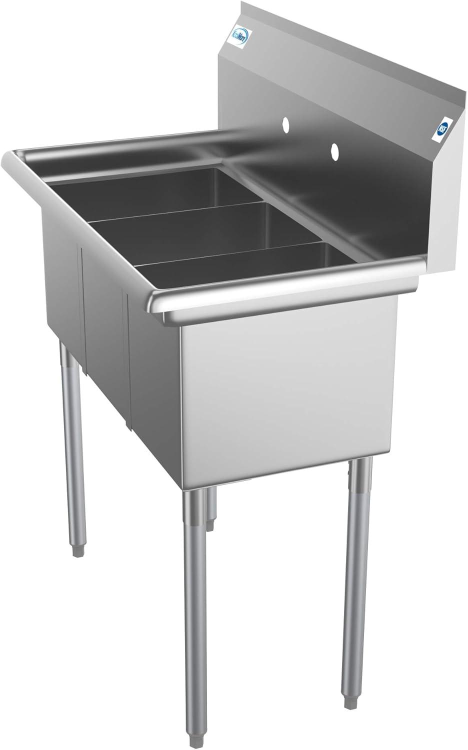 36'' L Flush Triple Bowl Stainless Steel Kitchen Sink