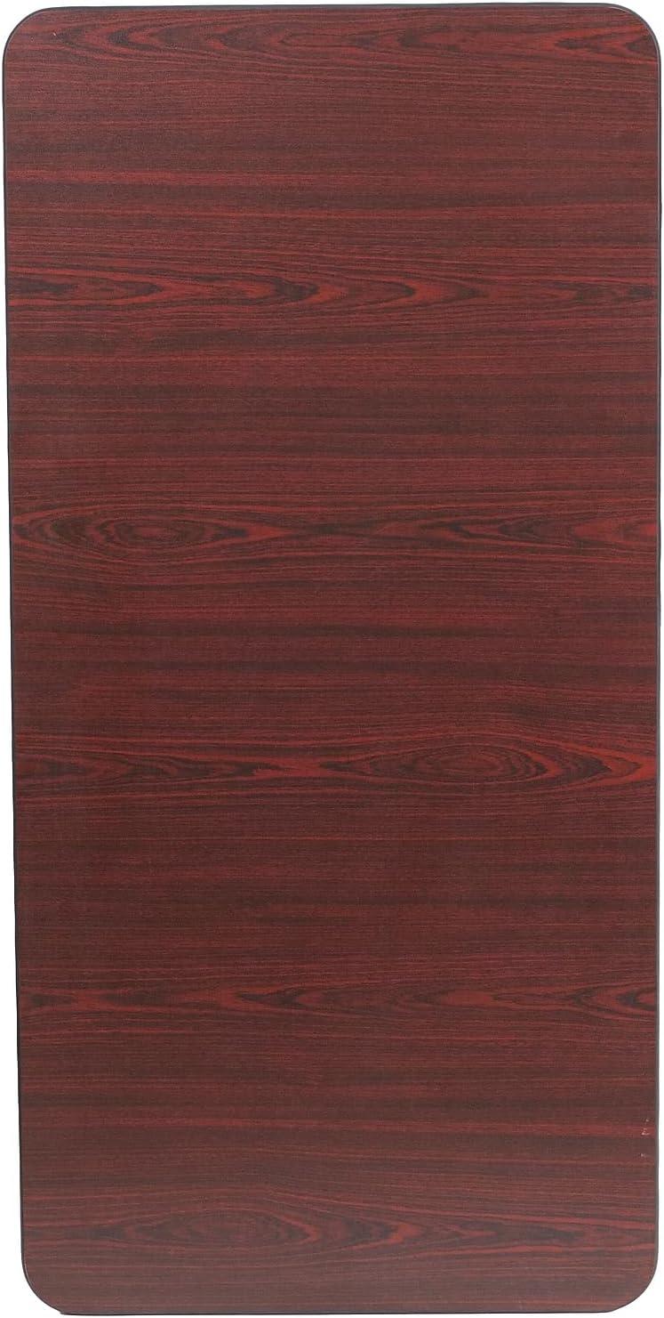 Flash Furniture Wofford 24" x 48" Rectangular Mahogany Melamine Laminate Folding Banquet Table