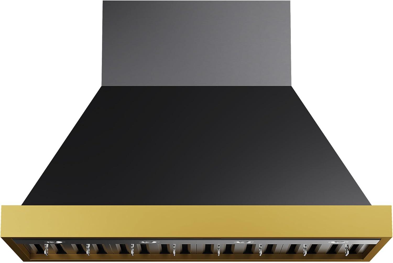 48 in. 800 CFM Wall Mounted Range Hood with Gold Accents