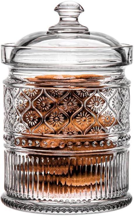 Clear Geometric Glass Canister Set with Polished Finish