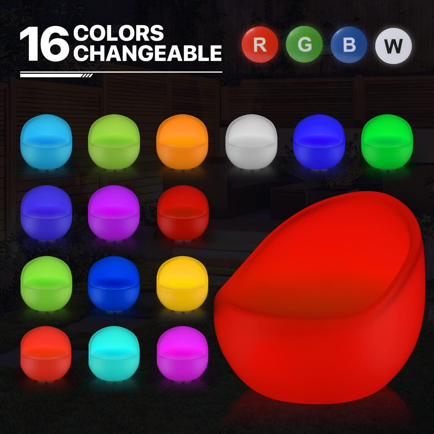 MoNiBloom Outdoor Egg Shape LED Light Up Chair Modern Lighting Seat Color Changing Bucket Chair with Remote