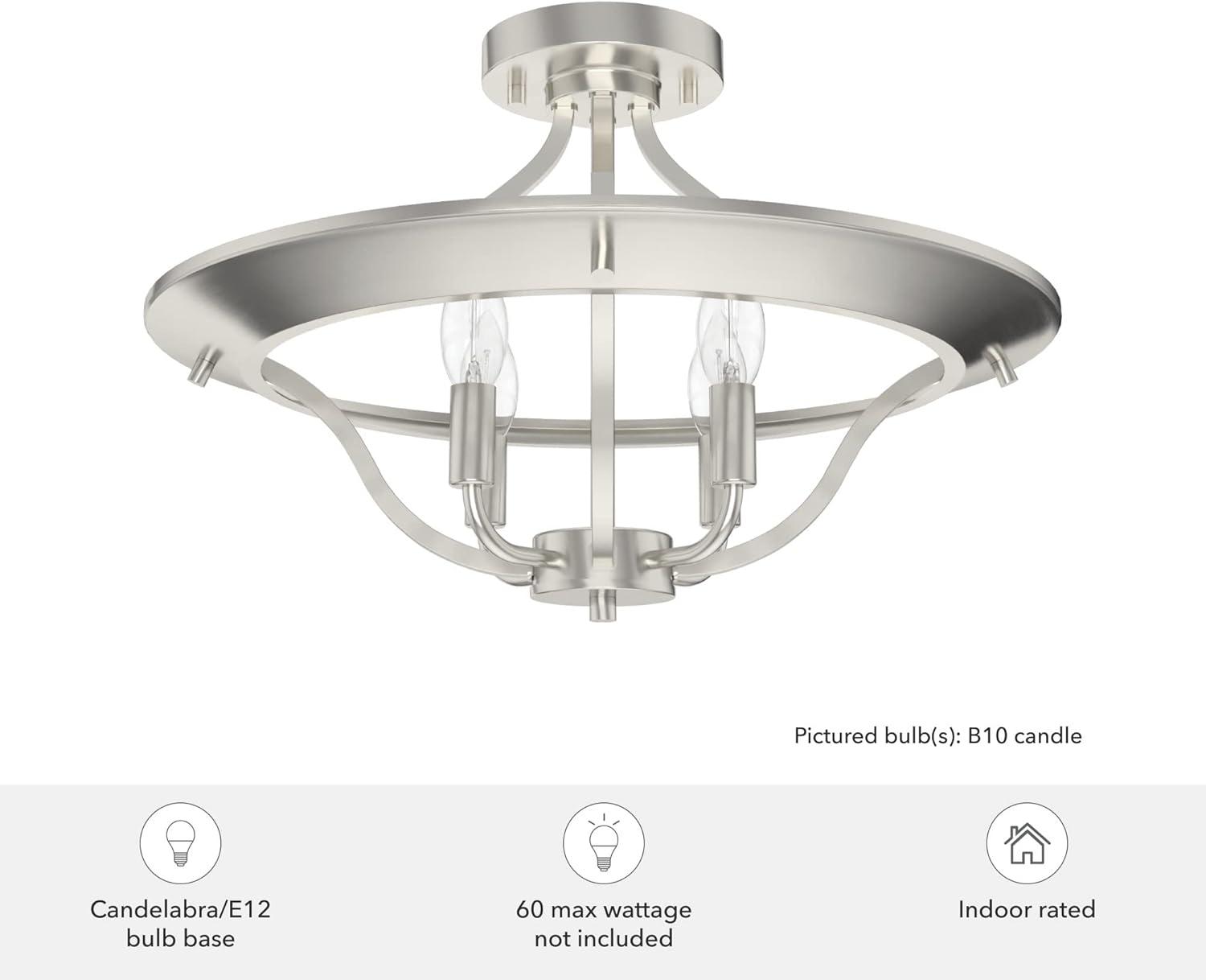 Perch Point Brushed Nickel 4-Light LED Semi-Flush Mount