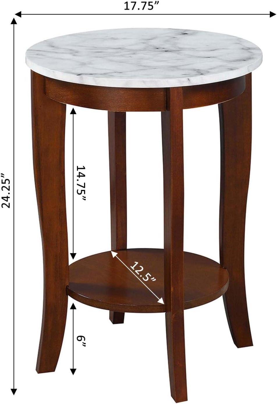 Heritage Elegance Round Wood End Table with Shelf in Espresso