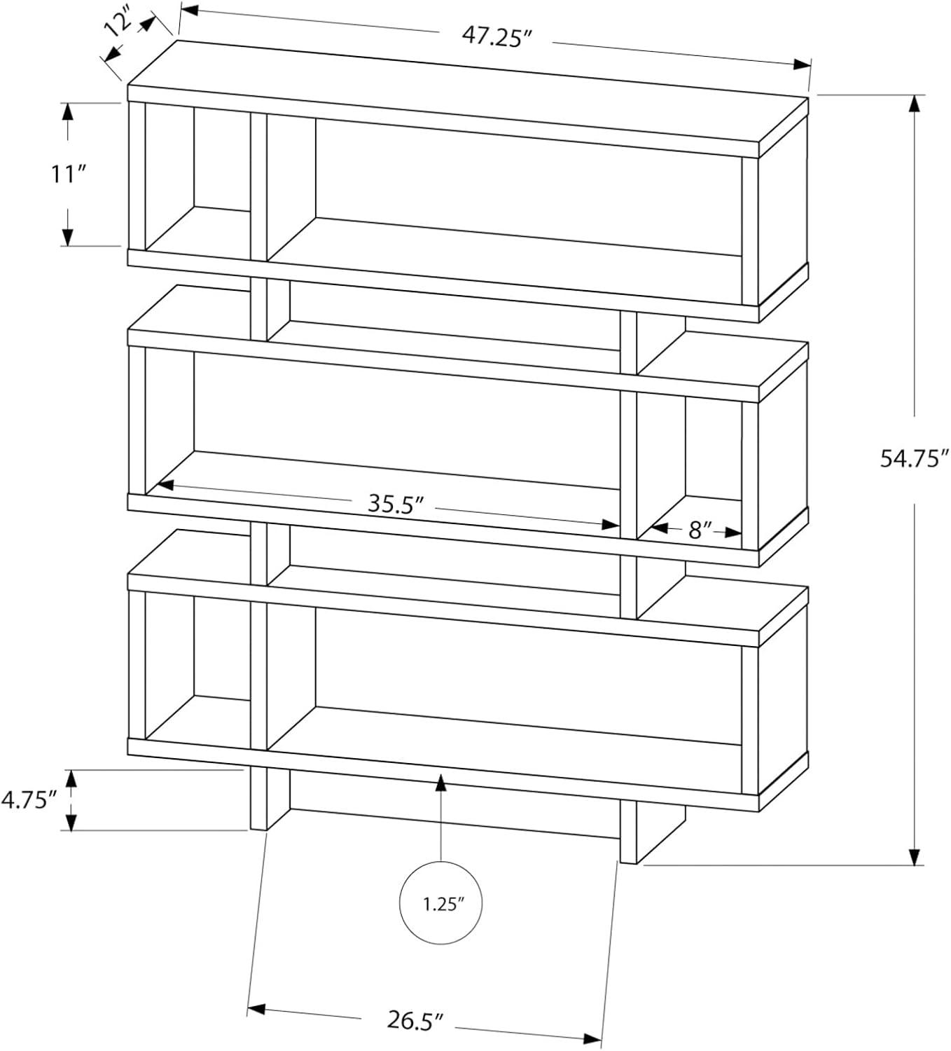 Gray and White 55" Contemporary Bookcase with Cubes