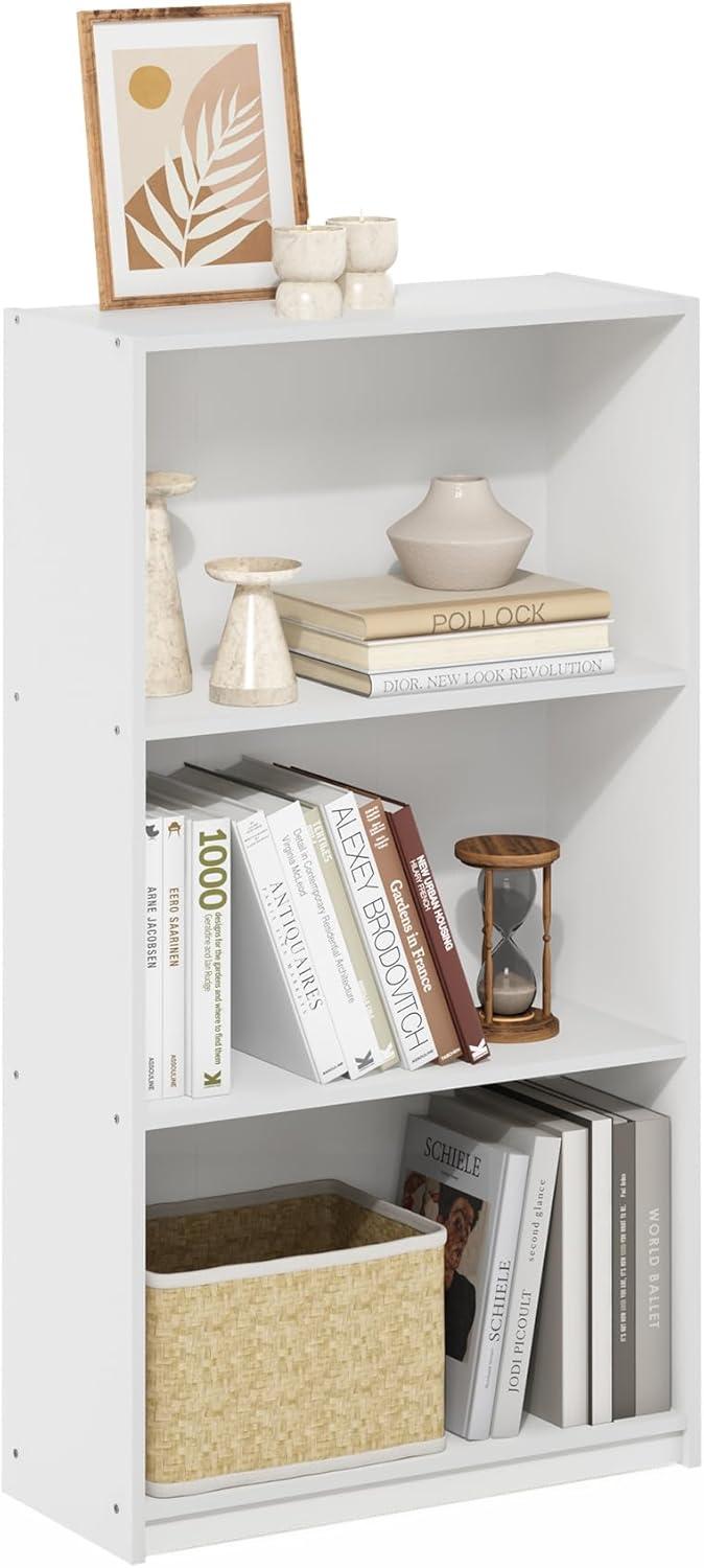 Furinno Basic 3-Tier Bookcase Storage Shelves, White/White