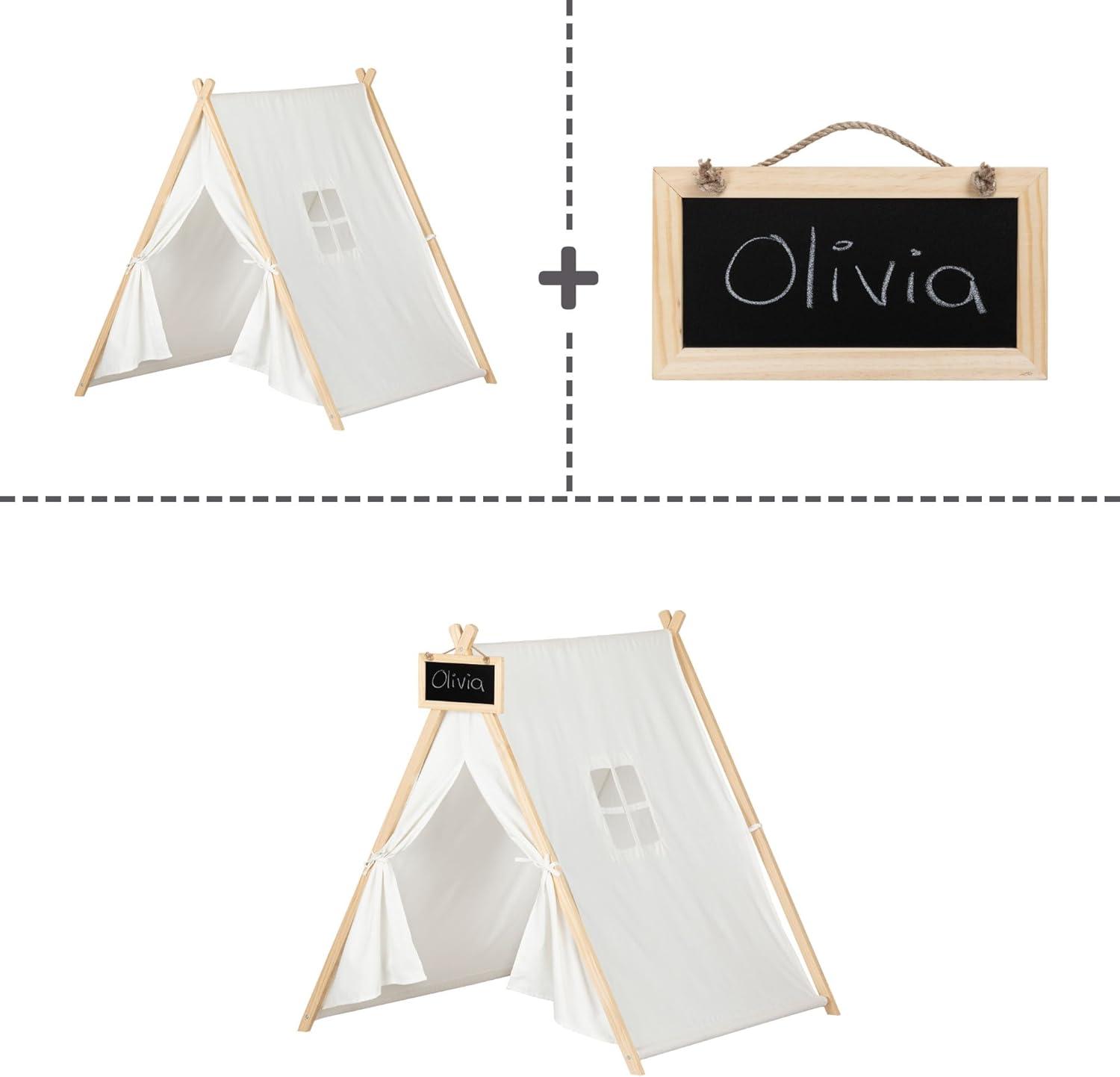 Sweedi Kids' Play Tent with Chalkboard in Organic Cotton and Pine