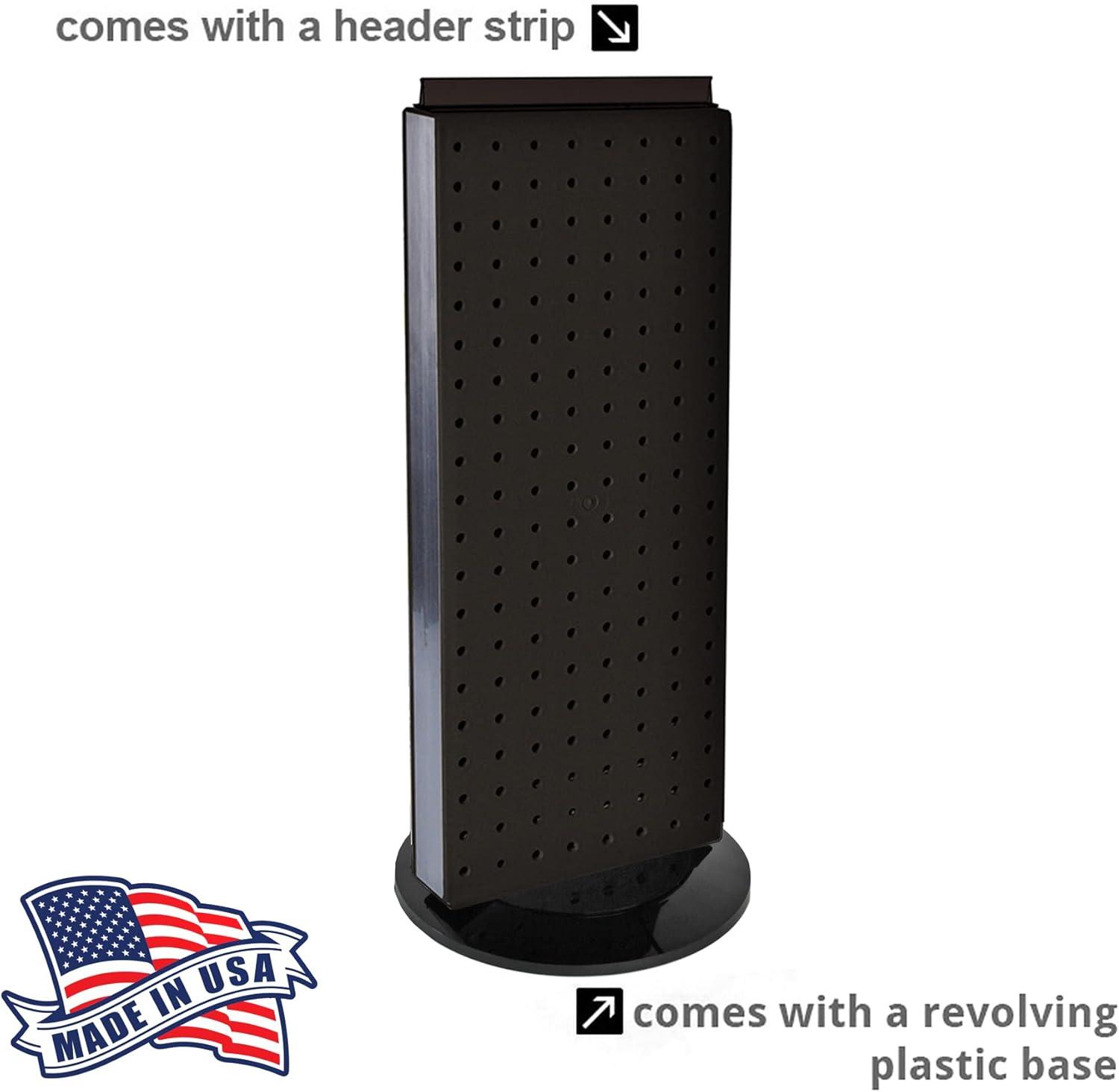 Four-Sided Revolving 4"W x 12"H Pegboard Counter Display w/ 16 2" Hooks