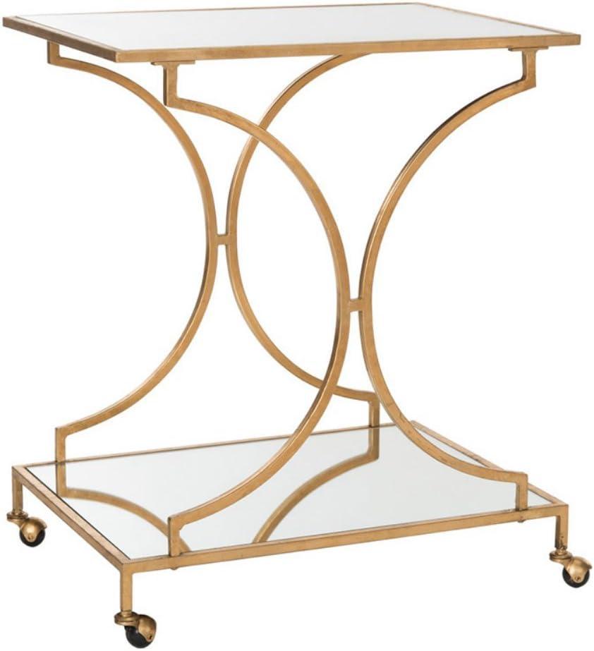 Ignatius Bar Cart - FOX2555B - Gold/Mirror - Safavieh