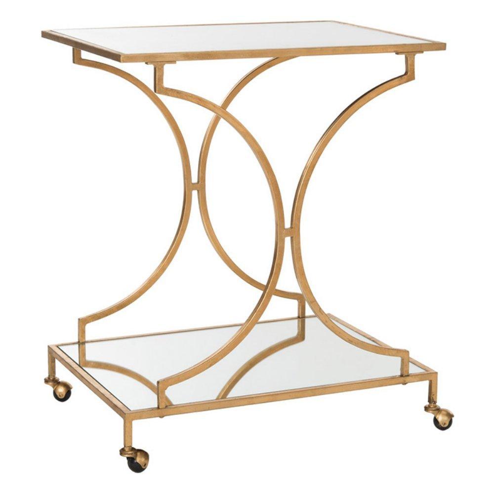Ignatius Bar Cart - FOX2555B - Gold/Mirror - Safavieh