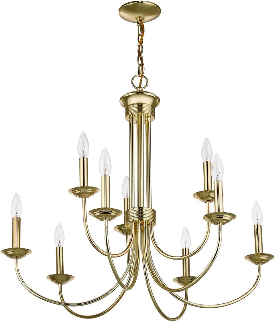 Livex Lighting Estate 9 - Light Chandelier in  Polished Brass