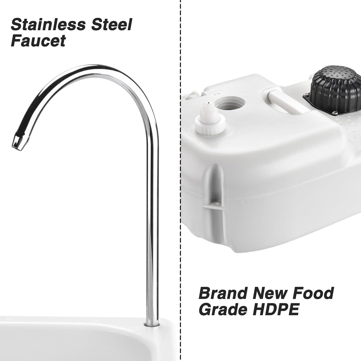 White Portable Camping Sink with Water Tank