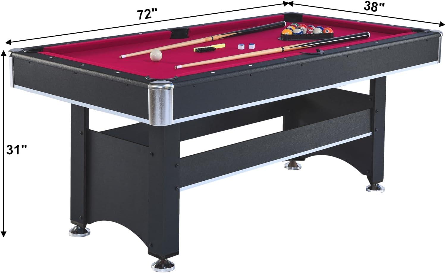 6-Foot Black and Red 2-in-1 Pool and Ping Pong Table