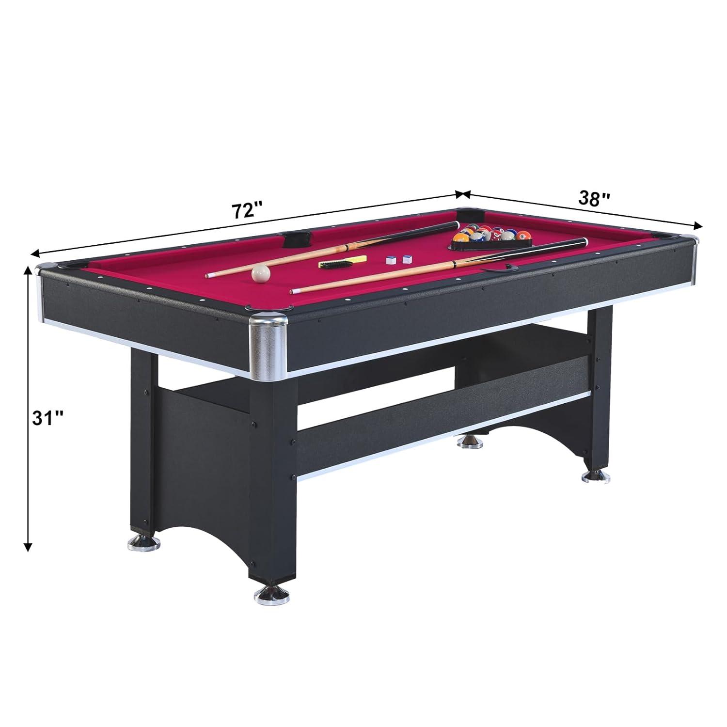 6-Foot Pool Table with Table Tennis Top, Multi Game Table, Billiard Table with Table Tennis Conversion Top