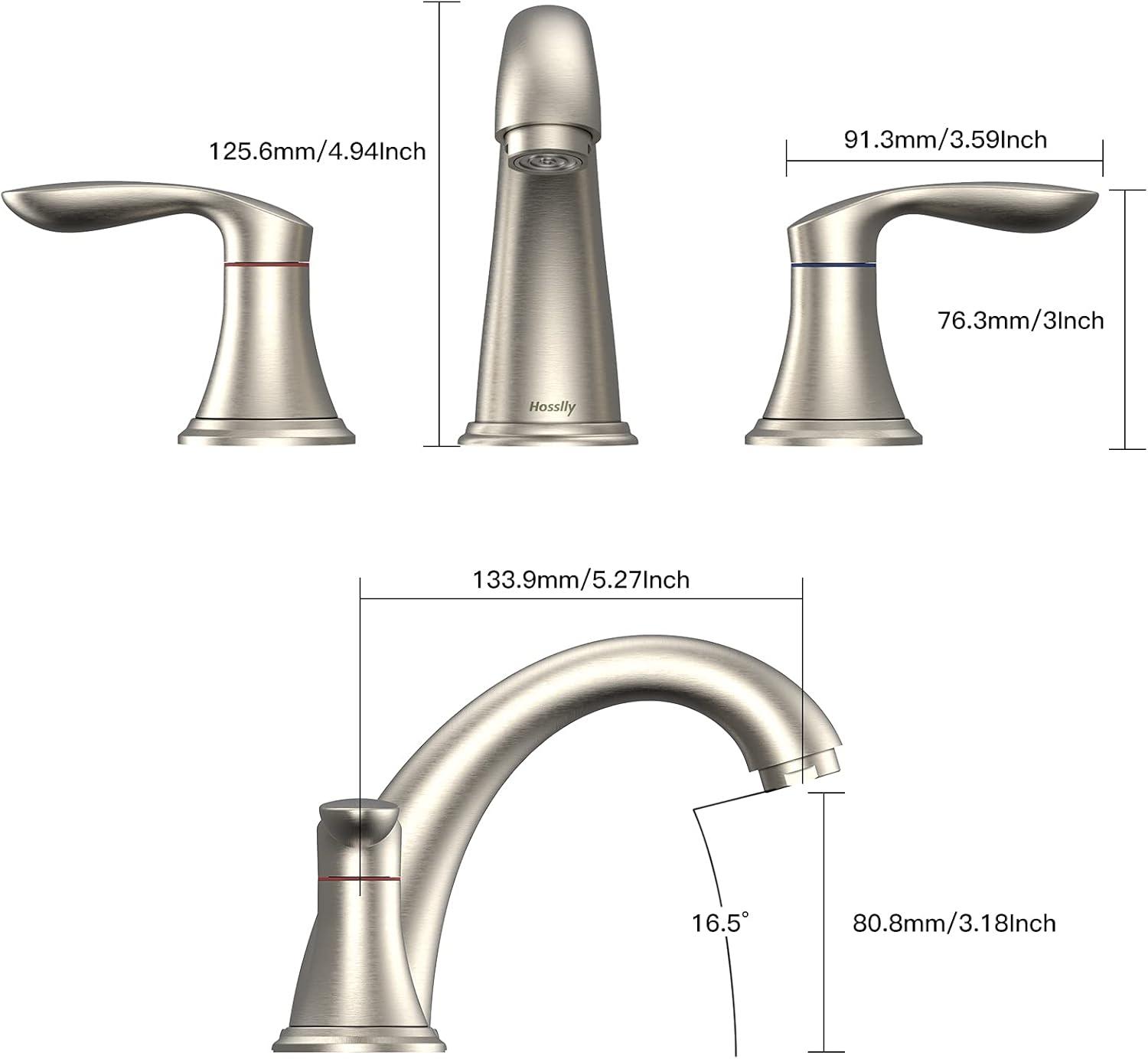 Brushed Nickel 8-Inch Stainless Steel Bathroom Faucet Set