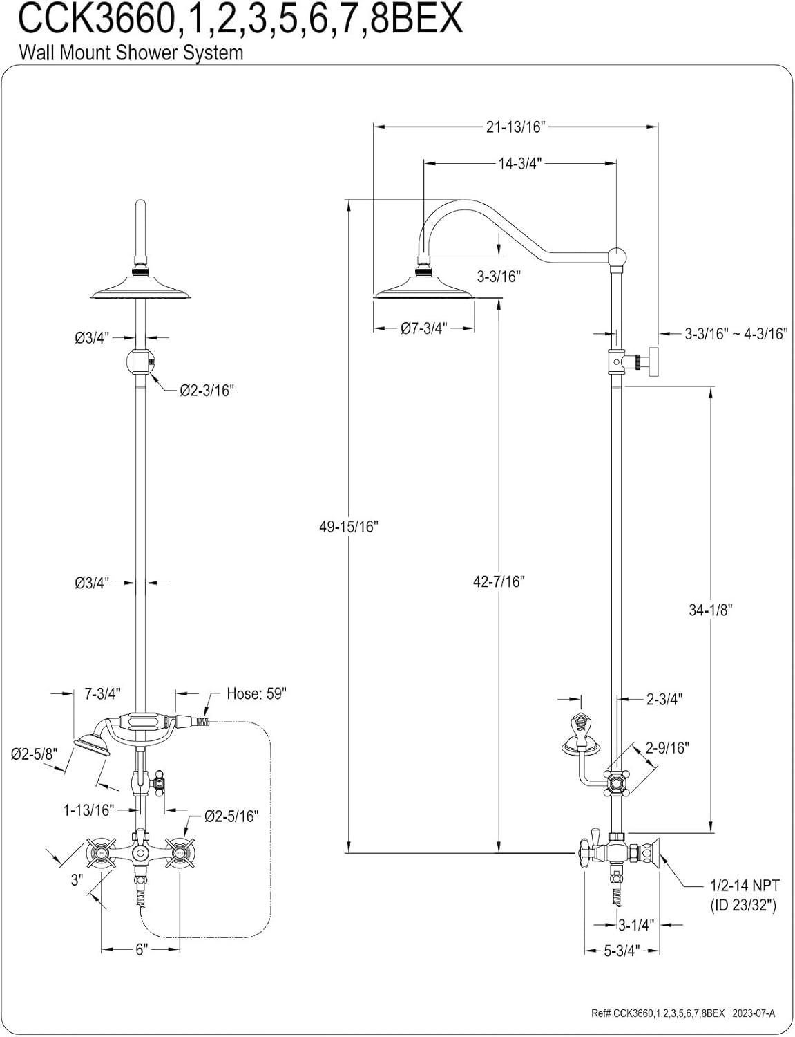 Kingston Brass Kingston Brass Essx Wall Mount Rain Drop Shower System with Hand Shower CCK3667BEX