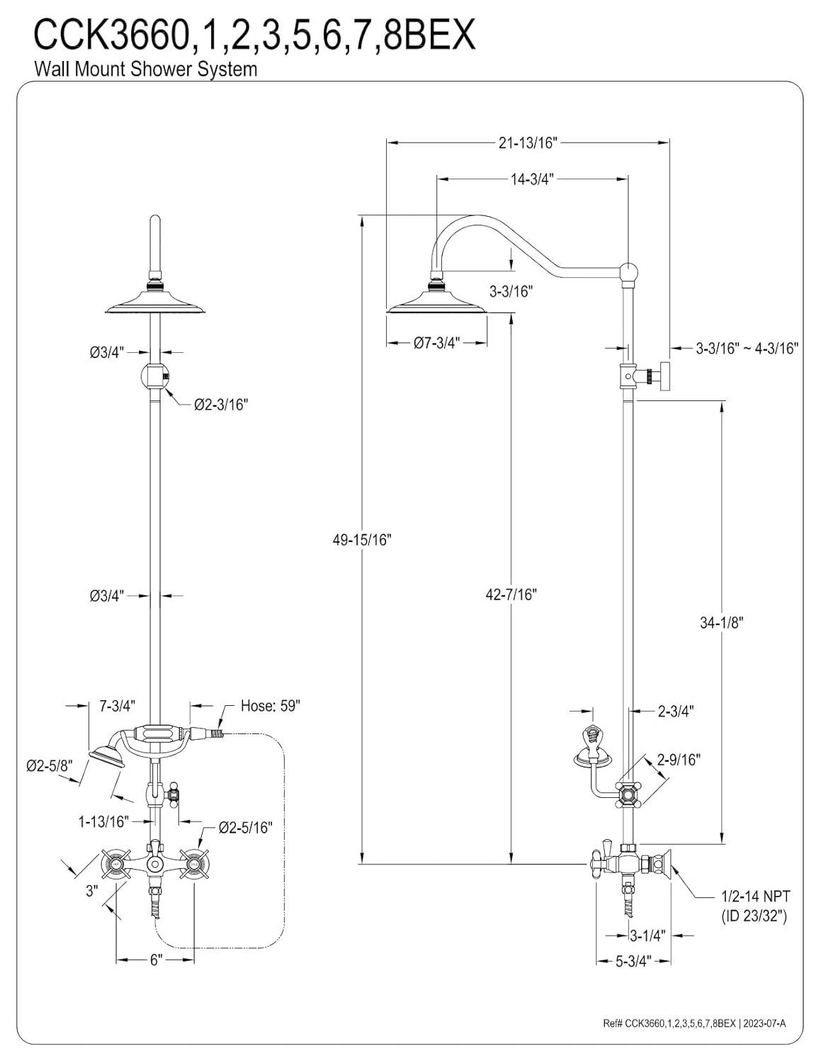 Kingston Brass Kingston Brass Essx Wall Mount Rain Drop Shower System with Hand Shower CCK3667BEX