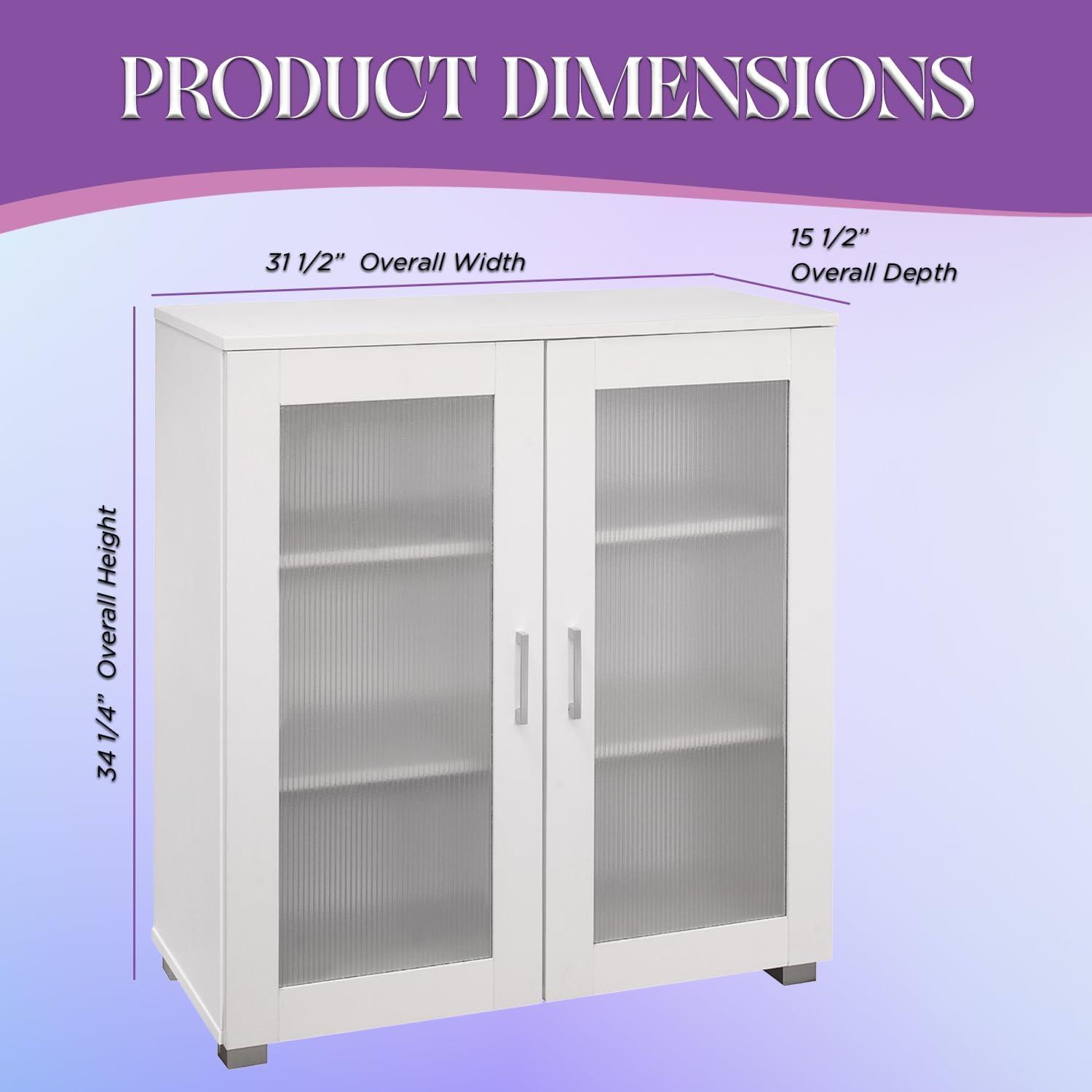 Kings Brand Furniture - 2-Door Accent Storage Cabinet, Sideboard Buffet Floor Storage Cupboard for Kitchen, Dining Room, Living Room, Entryway - White
