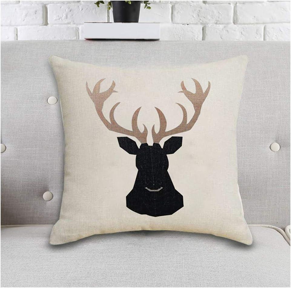 Deer Throw Pillow Covers Deer Pillow Cases Decorative Animal Pillowcase Cotton Linen Cushion Cover for Couch Bed Sofa 18x18 Set of 4