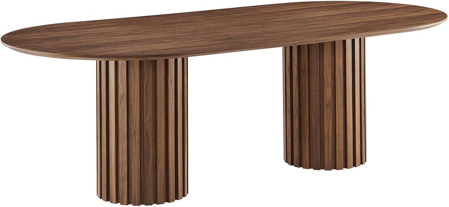 Senja 95" Oval Walnut Wood Dining Table with Mid-Century Flair