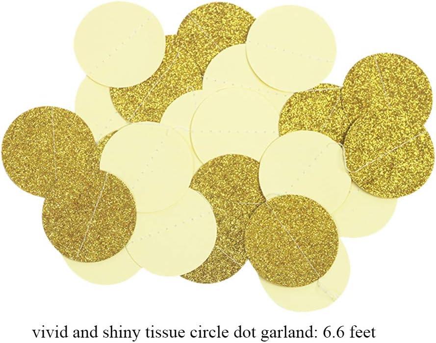 Yellow Birthday Party Decoration - 6 Hanging Fans & Birthday Banner & Decorative Circle Dot Garland & 12 Paper Tassels for Birthday Party, Baby Shower, Wedding etc.