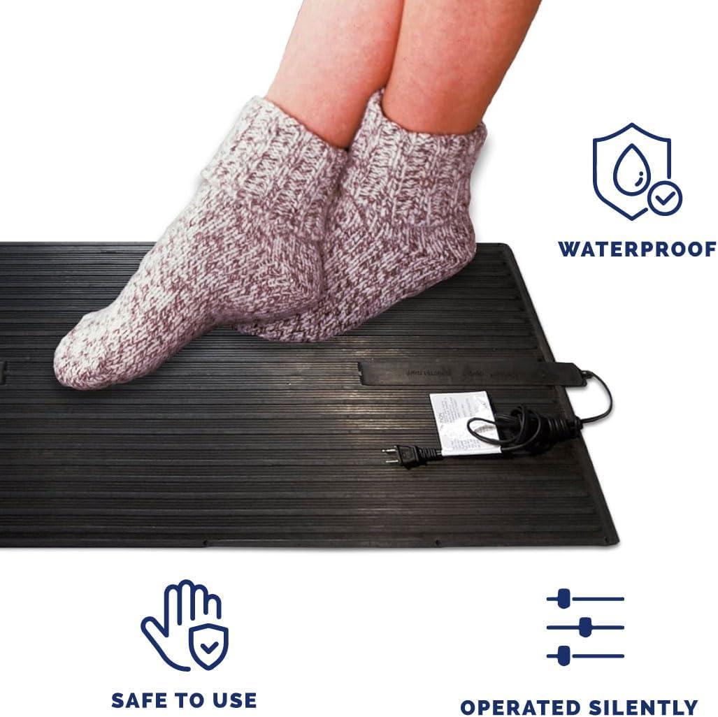 Cozy Products 16"X36" Electra Floor Heating Mat: Indoor Electric Heated Rubber Mat, Black, 6ft Cord