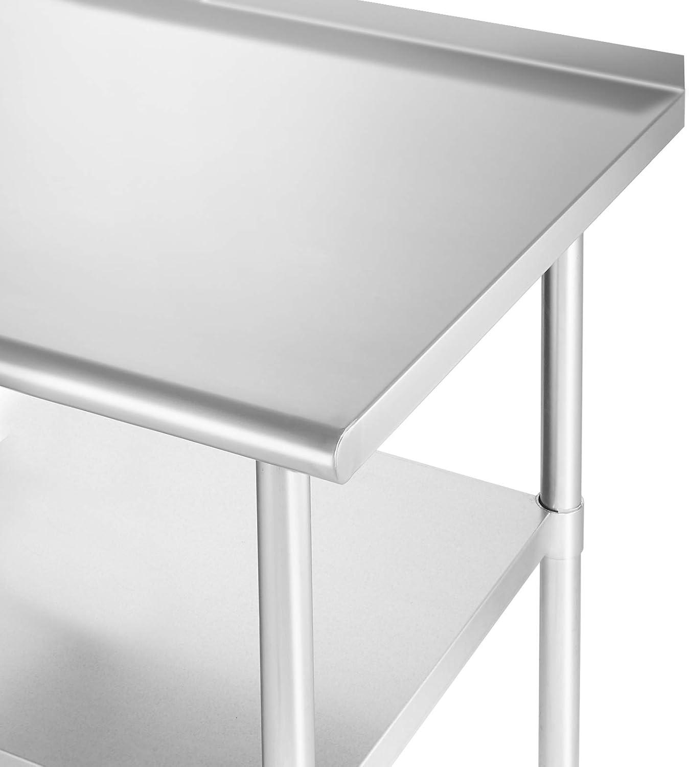 24" W x 39.5" H Stainless Steel Prep Table with Backsplash, Undershelf, and Caster Wheels