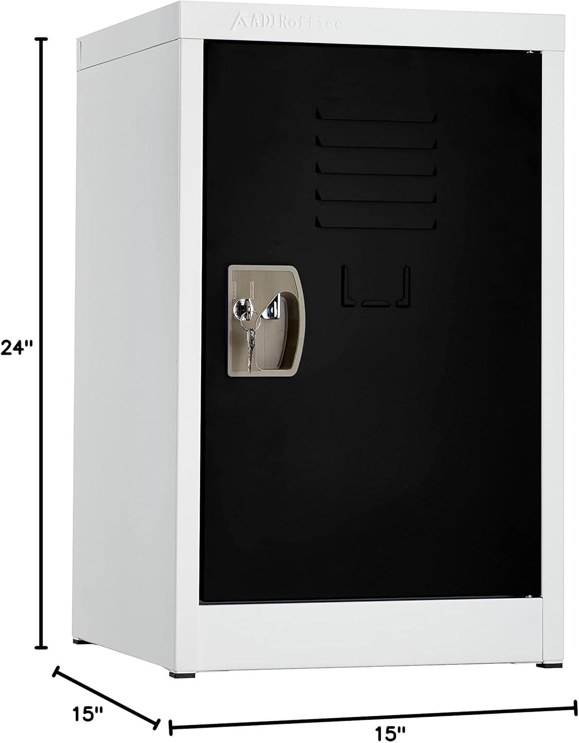 Black and White Steel Office Storage Locker with Key