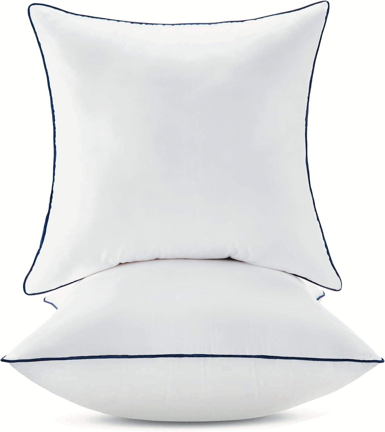 White Cotton 18" x 18" Square Throw Pillow Inserts, Set of 2