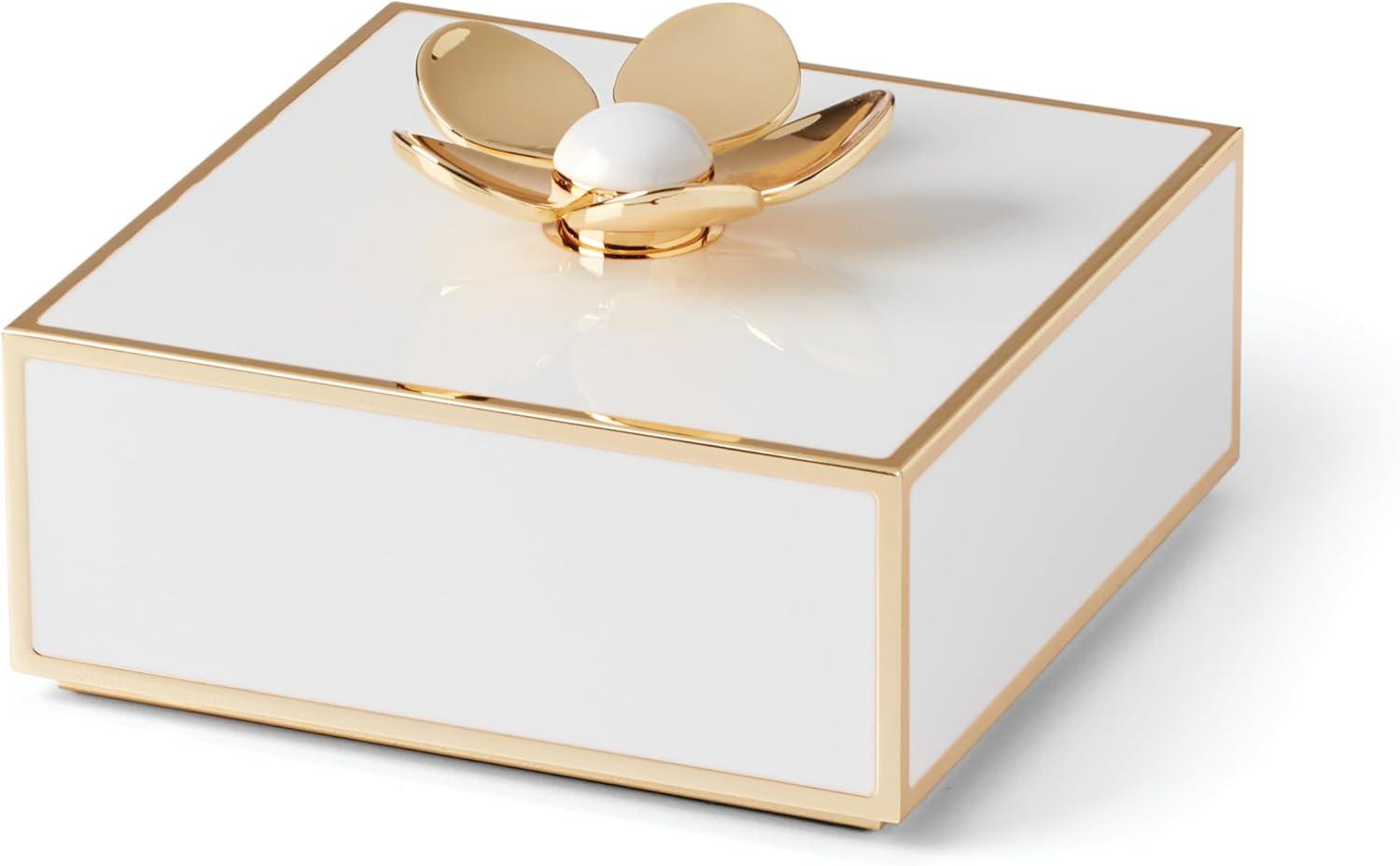 Elegant Gold Square Keepsake Box with Floral Top