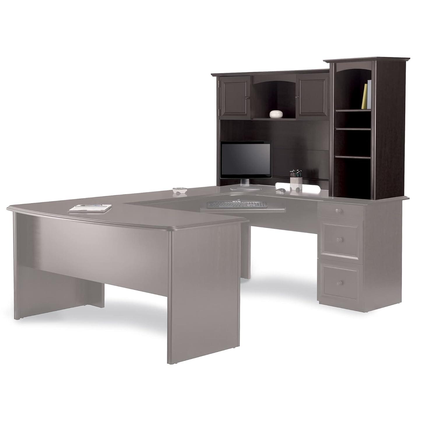 Realspace® Broadstreet 65"W Hutch For U-Shaped Desk, Walnut