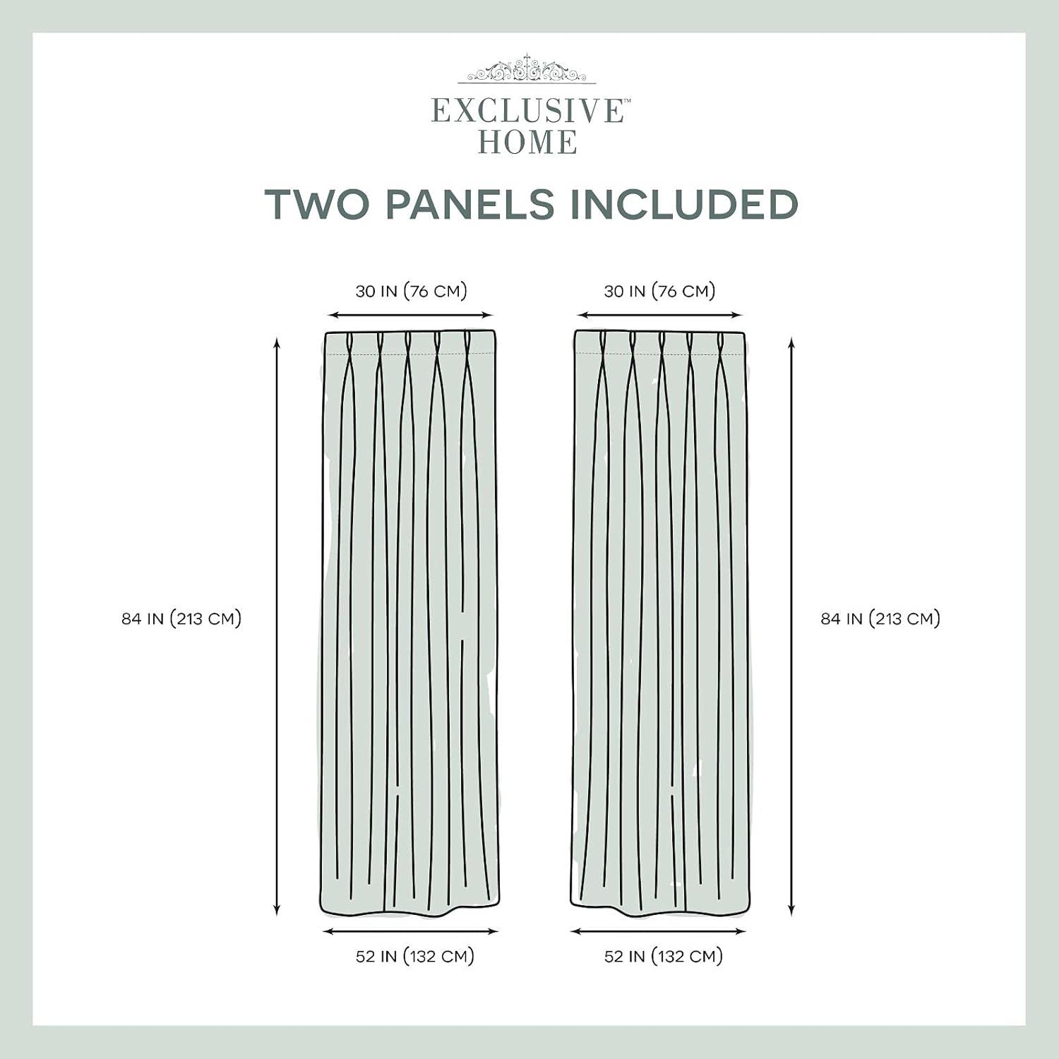 Exclusive Home Curtains Sateen Twill Woven Room Darkening Blackout Pinch Pleat Curtain Panel Pair, 84" Length, Charcoal