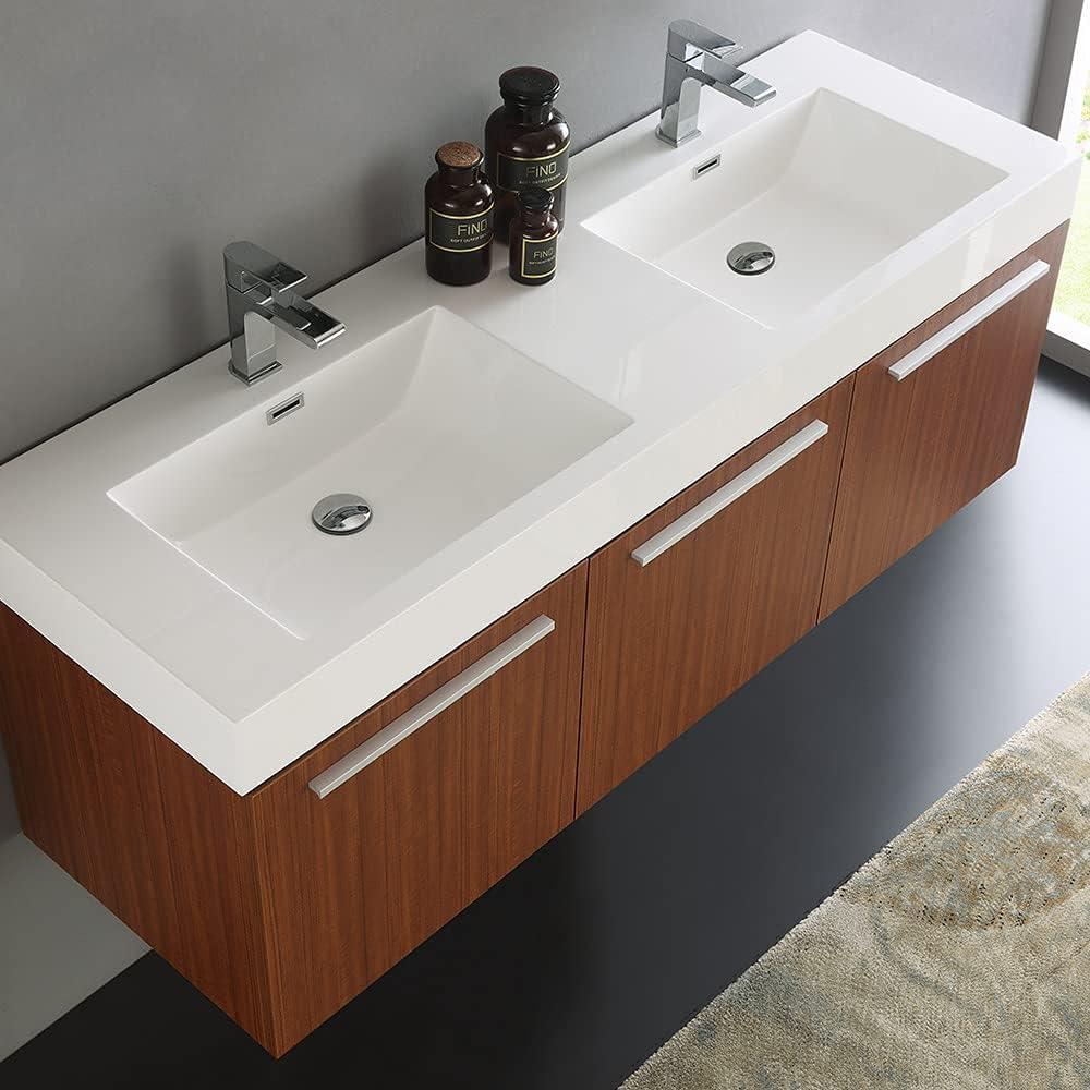 Vista 60'' Wall Mounted Modern Double Bathroom Vanity with Acrylic Vanity Top